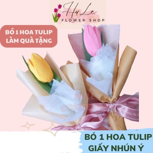 Bó Hoa Tulip Giấy Nhún Ý 1 bông Siêu xinh làm quà tặng bạn bè thầy cô hule