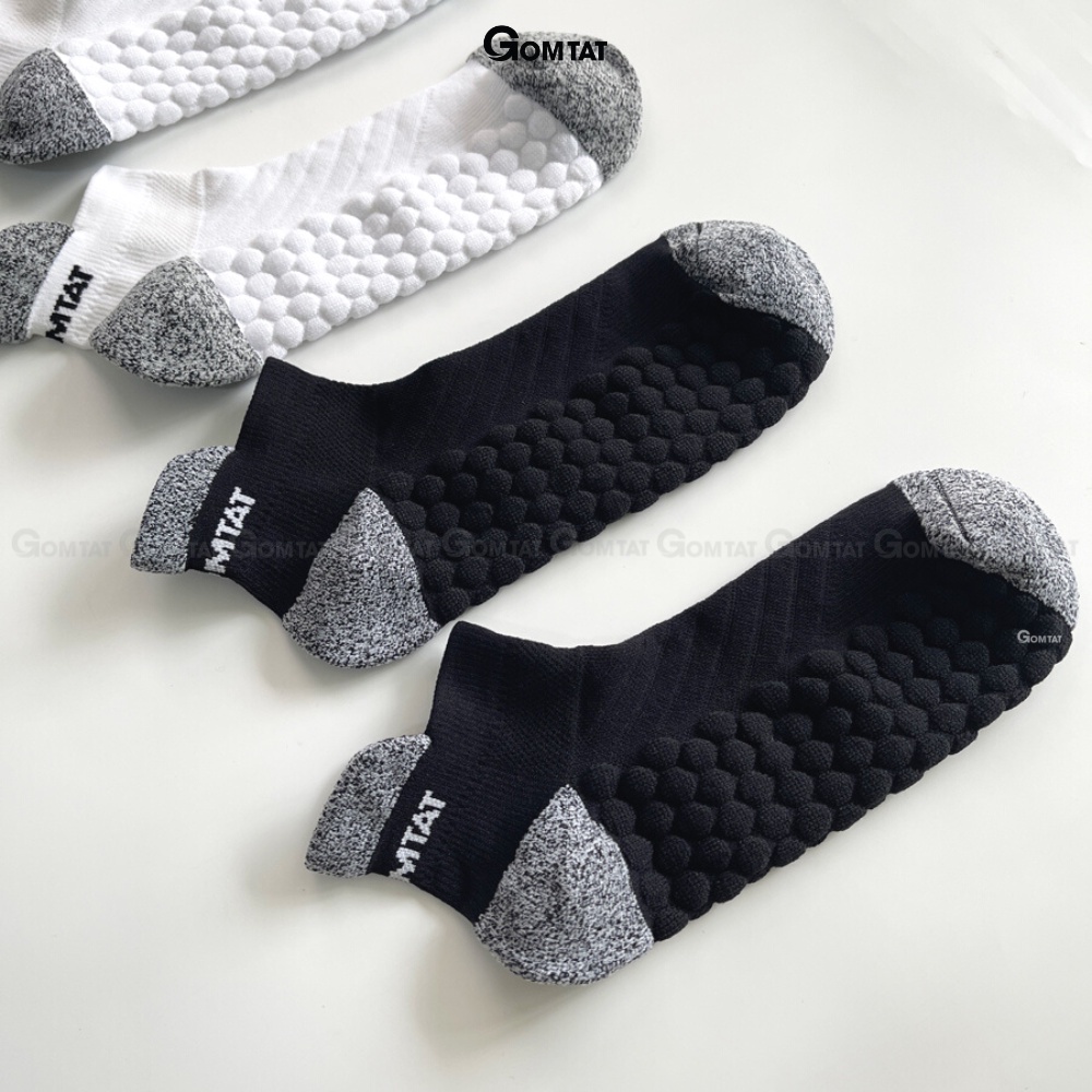 Tất thể thao nam nữ cổ ngắn GOMTAT, chất liệu cotton hút ẩm thoáng khí có đệm nút thun êm chân  -GOM501-THETHAO-1DOI