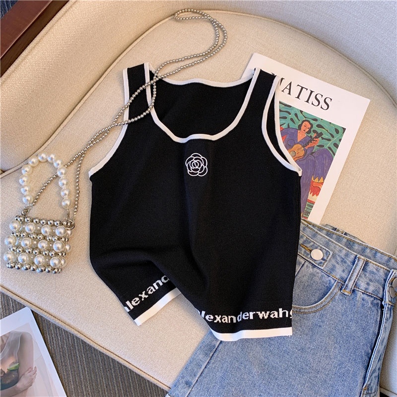 Áo Dệt Kim Hai Dây Dáng Ôm Phong Cách Mới Quyến Rũ Dành Cho Nữ