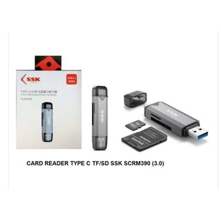 Đầu đọc thẻ nhớ đa năng TypeC và USB 3.0 SSK SCRM390 -đọc thẻ SD/TF Card (Xám)