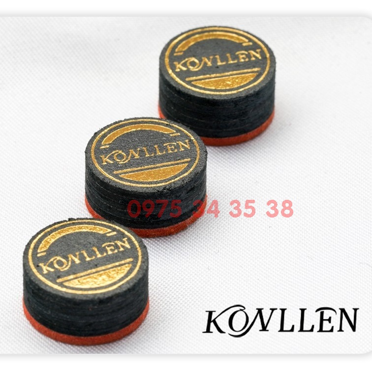 Đầu Cơ Bi-a Bida 3 băng KONLLEN Carom Tip ,nhiều Lớp 14mm