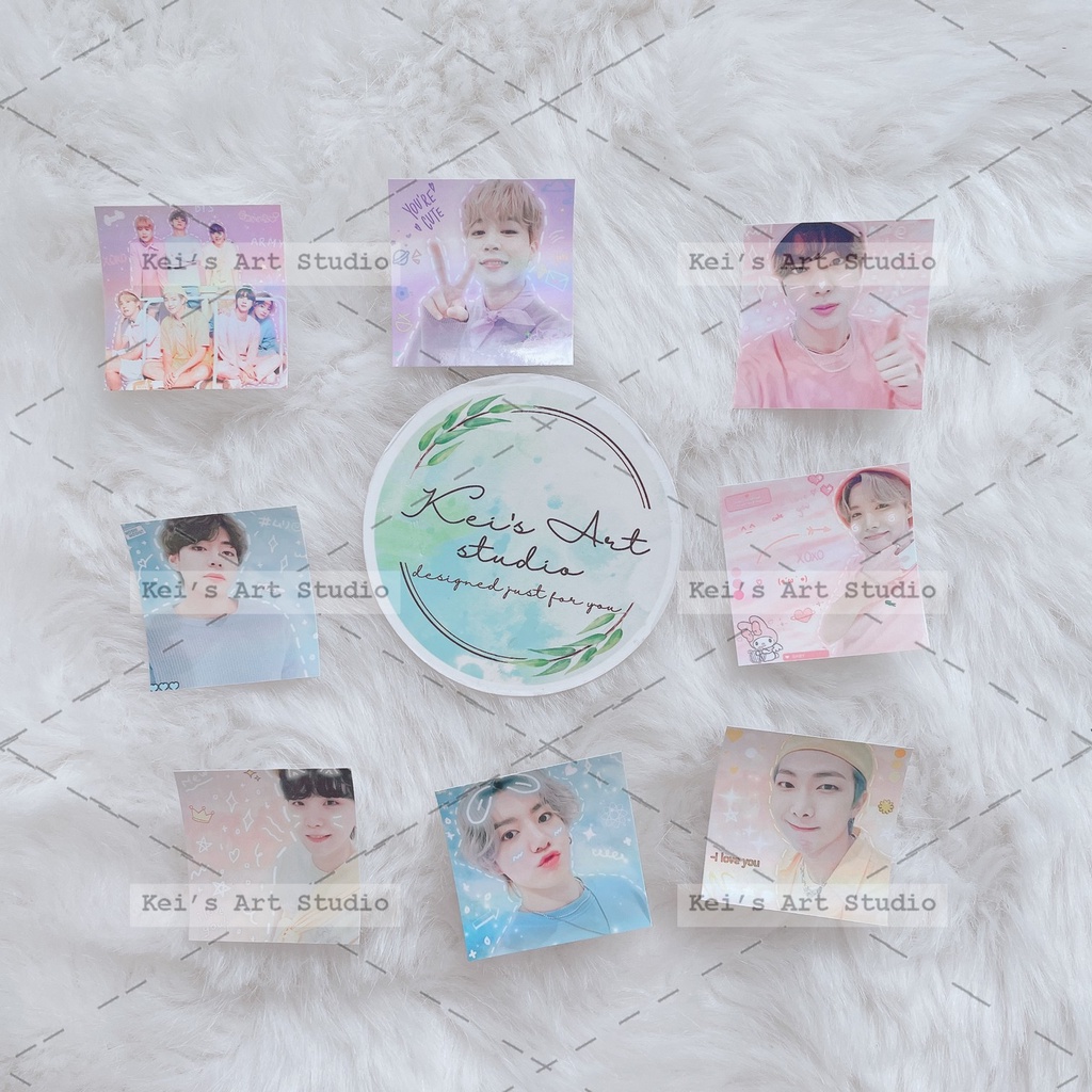 Set 80 cái sticker tem niêm phong BTS size 3,5 - 4cm vuông, cán bóng, cắt rời sẵn