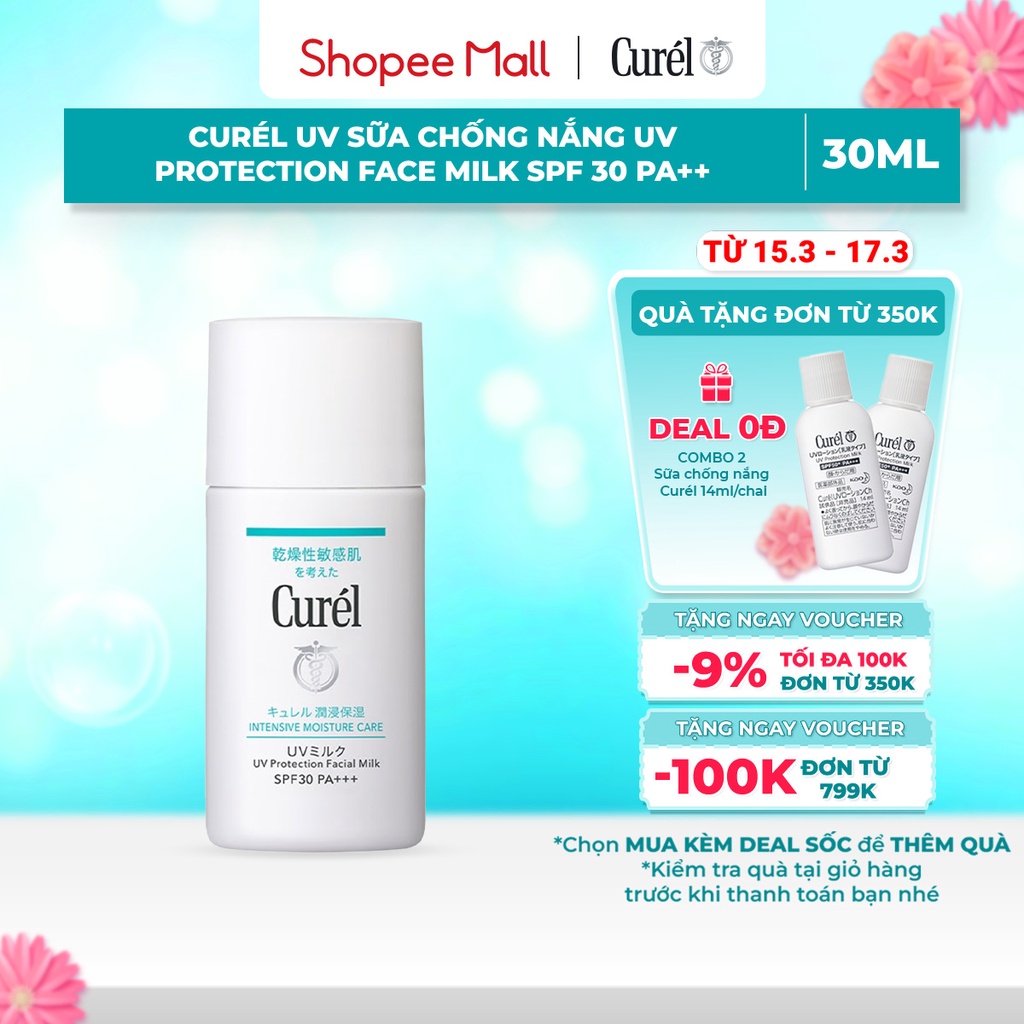  Sữa Chống Nắng Curel UV Protection Face Milk SPF 30 PA++ 30ml