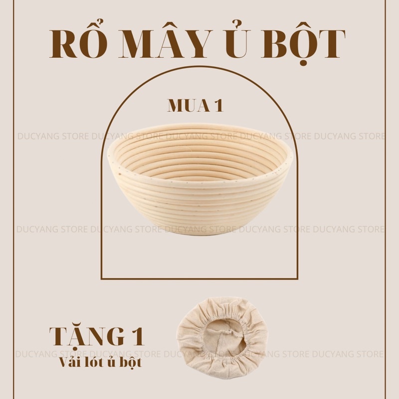 Rổ mây ủ bột bánh mì - Rổ mây size lớn tặng kèm vải lót