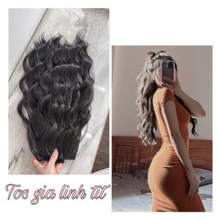 Tóc giả Kẹp nối tóc xoăn 9 phím xù Hippi 50cm tơ Hàn (ảnh thật chủ shop)| Tóc giả Linh Tít