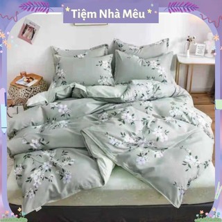( ẢNH THẬT )Bộ Chăn Ga Gối Cotton 3D 80% Set 4 Món 2 Vỏ gối drap vỏ chăn Hoa Mai Xanh Ngọc Cao Cấp Tiệm Nhà Mêu