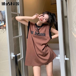 Áo thun sát nách cổ tròn in chữ thời trang dành cho nữ