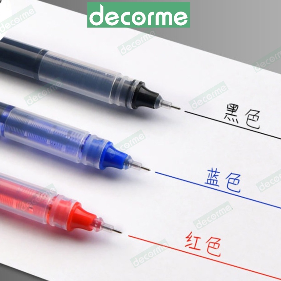 Bút gel ngòi kim DecorMe set 20 bút nước ống mực 0.5mm 3 màu đen xanh đỏ viết mực đẹp nét chữ đều Snowhite Muji vpp