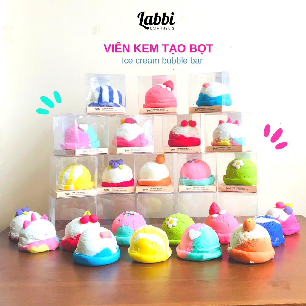 Viên kem siêu tạo bọt bồn tắm CREAMY VANILA - [Labbi] Ice Cream Bubble Bar