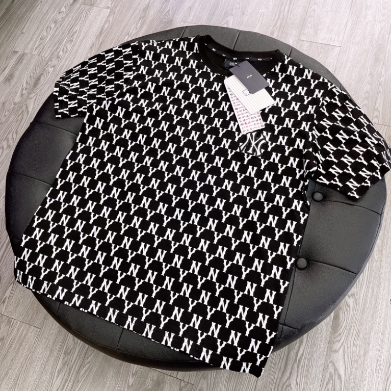 Áo Thun MLB in NY Monogram form rộng tay lỡ Unisex cotton 2C thời thượng đl 250gsm tee nam nữ
