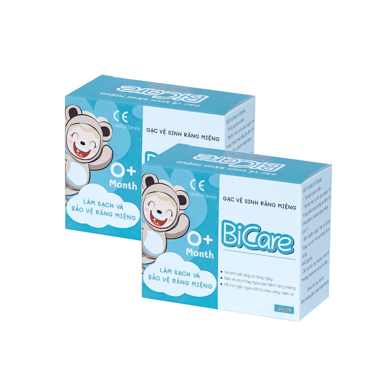 2 Hộp Gạc Rơ Lưỡi Bicare (Hộp 10 gói) Vệ Sinh Răng Miệng Cho Bé