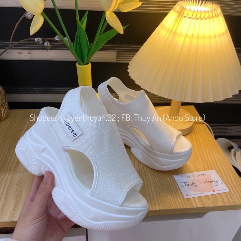 Sandal đế xuồng, sandal đế bằng cao 8cm⚡️ANDU STORE⚡️