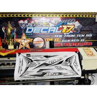 tem chế exciter 150 trắng đen