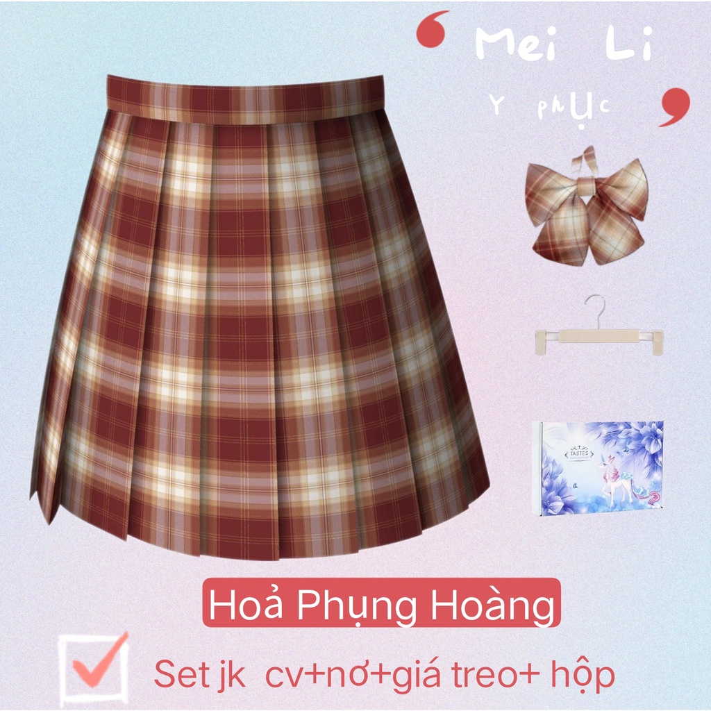 Chân Váy Phong Cách JK nữ sinh kẻ Caro Bling Bling lấp lánh chữ A Xếp Ly Dáng Xoè Ulzzang