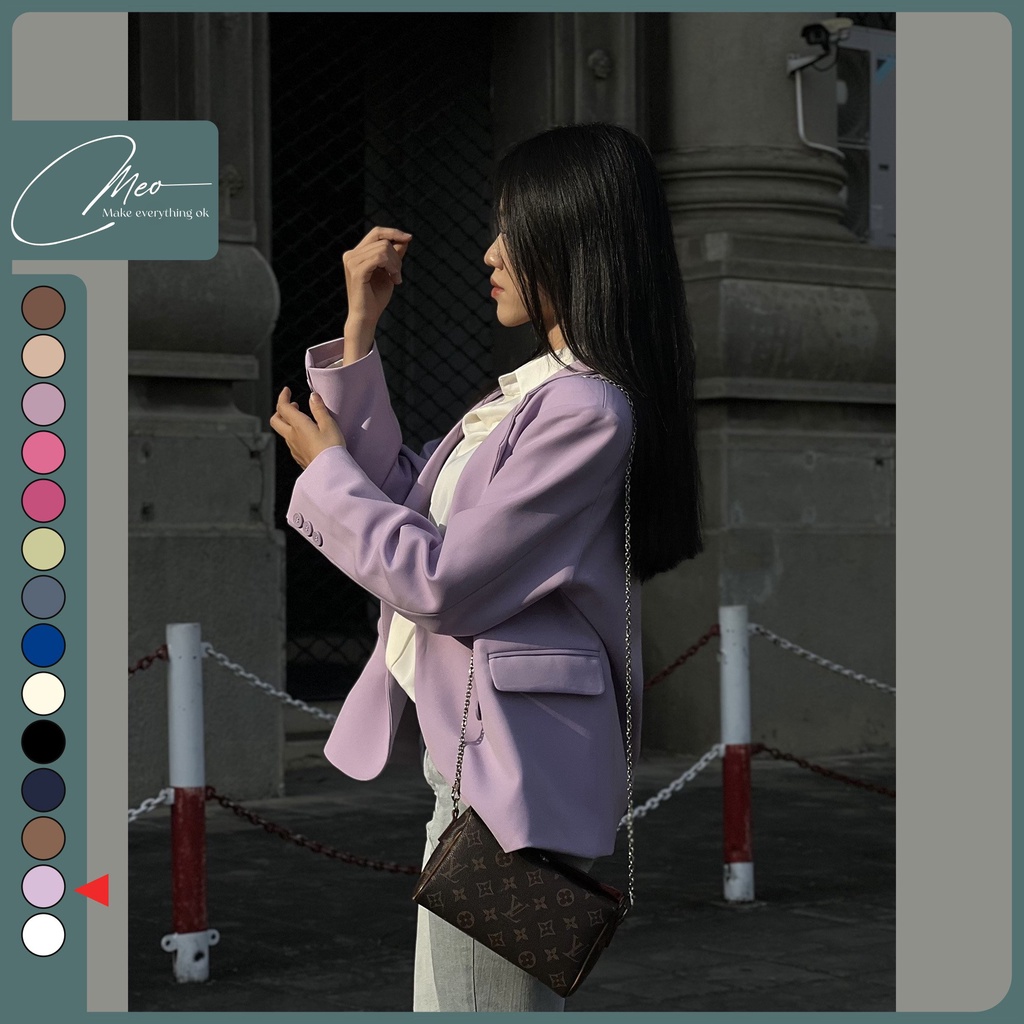 Áo blazer nữ áo vest dài tay màu tím pastel | BigBuy360 - bigbuy360.vn