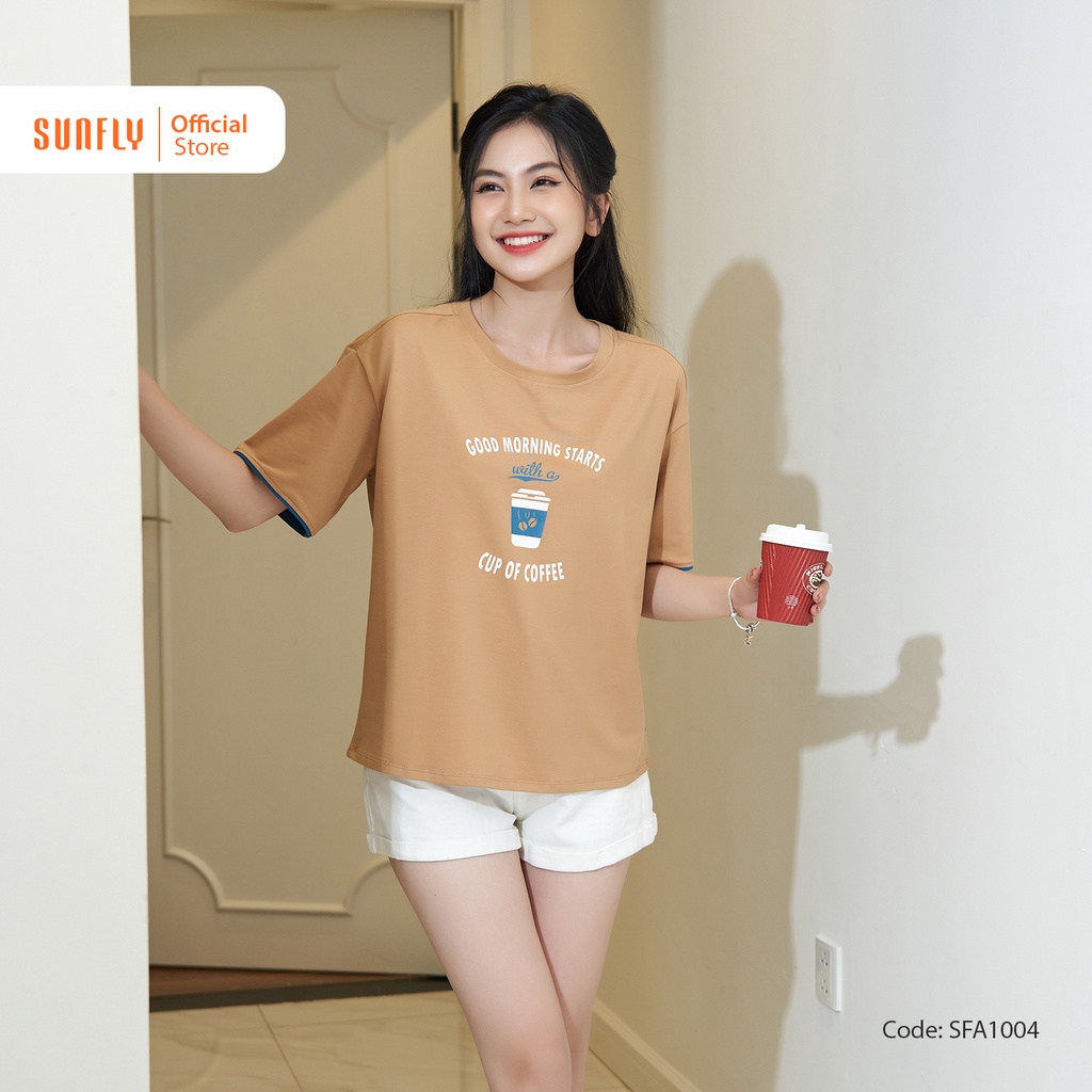 Áo Phông Nữ Cotton SUNFLY Tự Tin, Năng Động Xuống Phố SFA1004