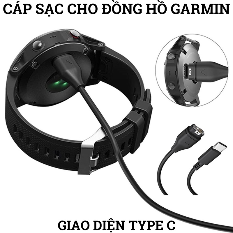 Cáp Sạc Cho Đồng Hồ Garmin Fenix 6 6S 6X Pro Fenix 5 5S 5X Plus Forerunner 745 935 945 955 45 45S Type-C