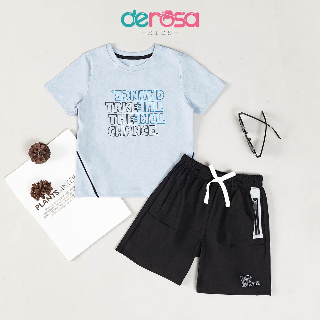Bộ quần áo cộc tay bé trai DEROSA KIDS cho bé từ 2 đến 6 tuổi ZSK23-105B