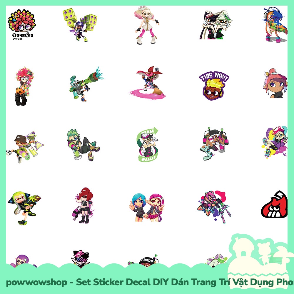 [Sẵn VN - Hỏa Tốc] Set Bộ 50 Miếng Sticker DIY Chống Thấm Nước Dán Trang Trí Vật Dụng Phong Cách Nhân Vật Game Splatoon