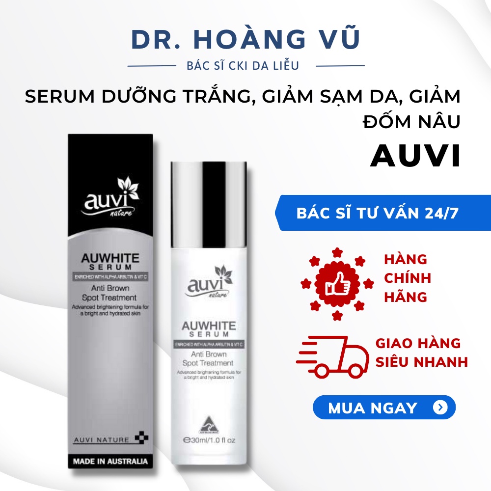 Serum Auwhite anti brown AUVI NATURE dưỡng trắng, giảm sạm da, giảm đốm nâu 30ML - Dr.Hoàng Vũ