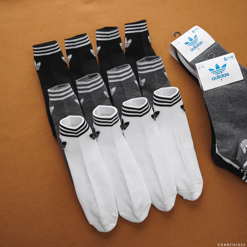 Set 6 Đôi Vớ Cổ trung thể thao với chất liệu cotton cao cấp, thấm hút tốt AD11