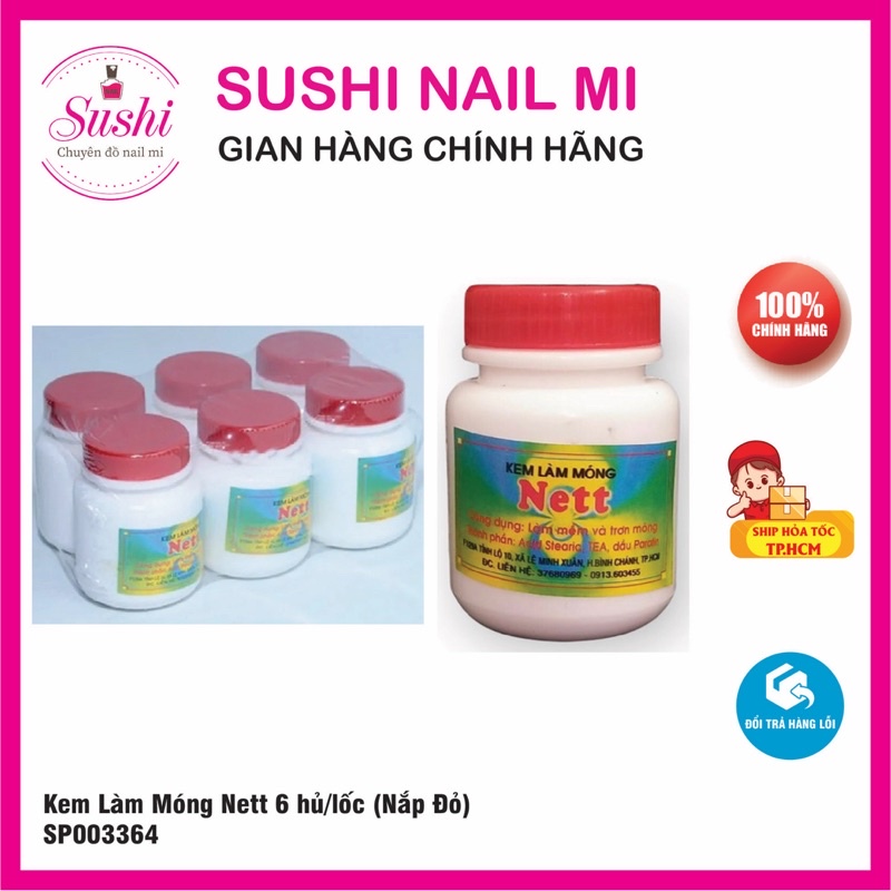 Kem làm móng Nett 6 hủ/lốc, chuyên dụng cho làm móng - Sushi nail mi