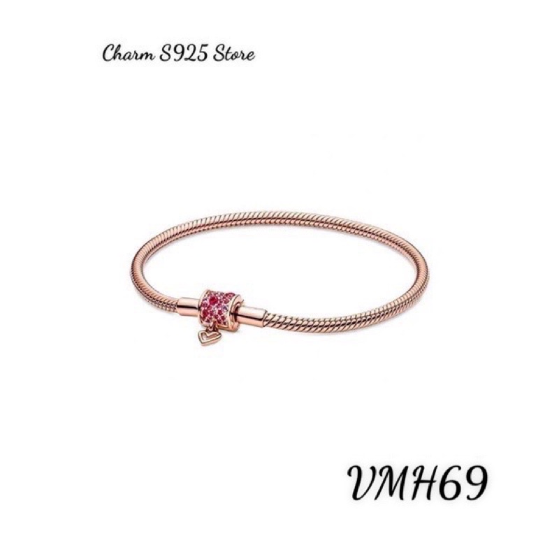 VÒNG TAY PAN ALE VÀNG HỒNG ĐÍNH ĐÁ BẠC S925 CAO CẤP
