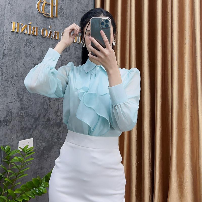 Áo sơ mi nữ  Sơ mi tơ xinh bèo, không nhăn nhàu, thoáng mát - BA23.008
