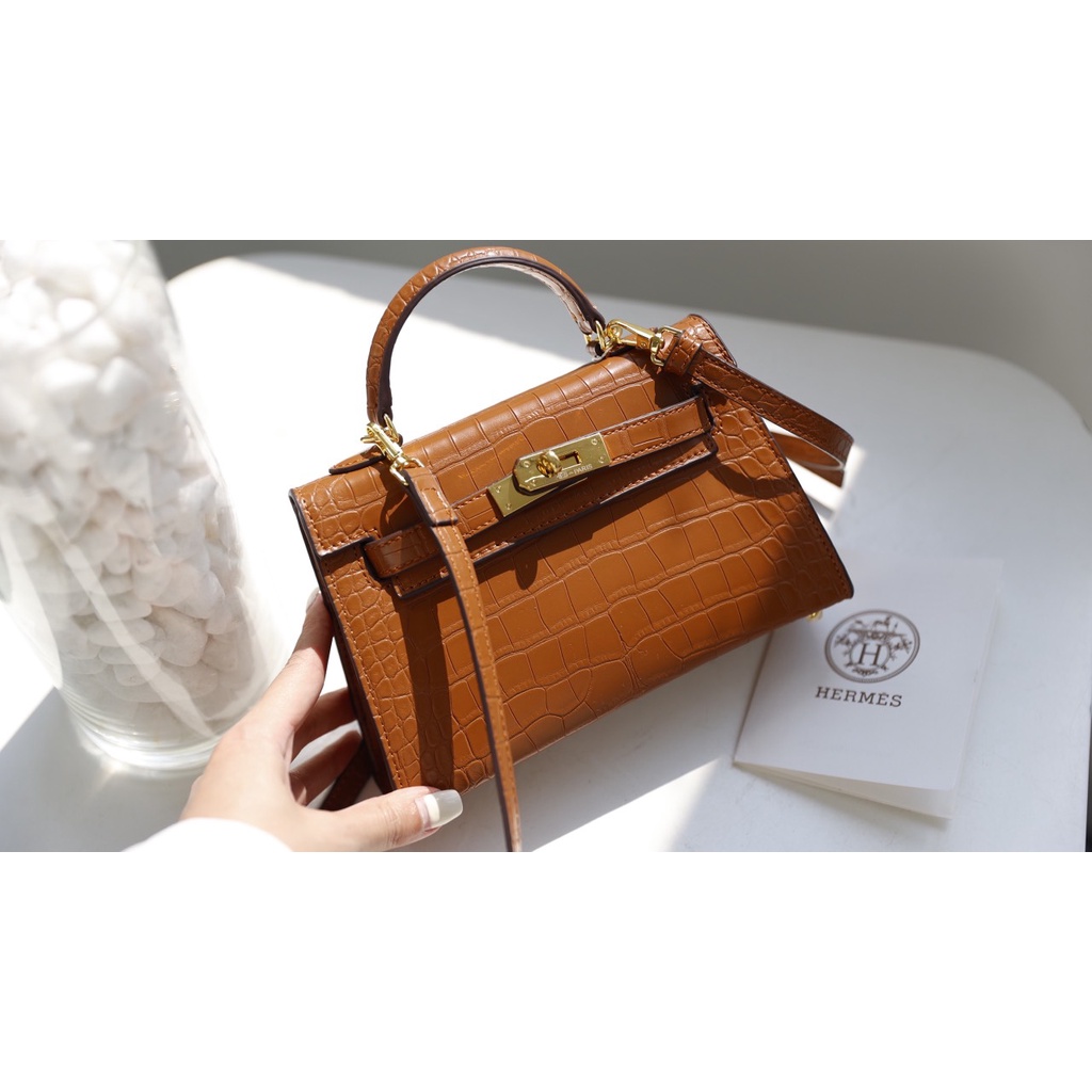 TÚI HERME KELLY SZ20 DA CÁ SẤU TAG VÀNG