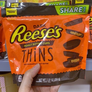 Kẹo socola đen nhân bơ đậu phộng 208g - reese's thins dark chocolate peanut butter cups