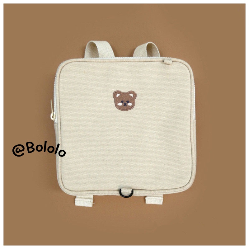 Bololo Ba Lô Đi Học Thêu Hình Gấu Chống Thất Lạc Phong Cách Hàn Quốc Cho Bé