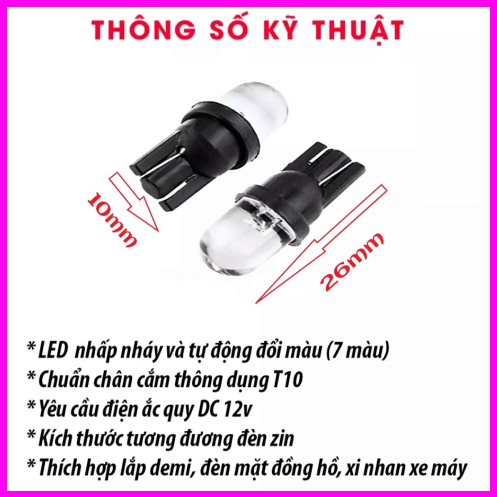 Đèn Led Xi Nhan 7 Màu Nhấp Nháy Dùng Để Làm Xinhan hoặc Demi Chân T10  Có Video Chi Tiết Hàng Cao Cấp