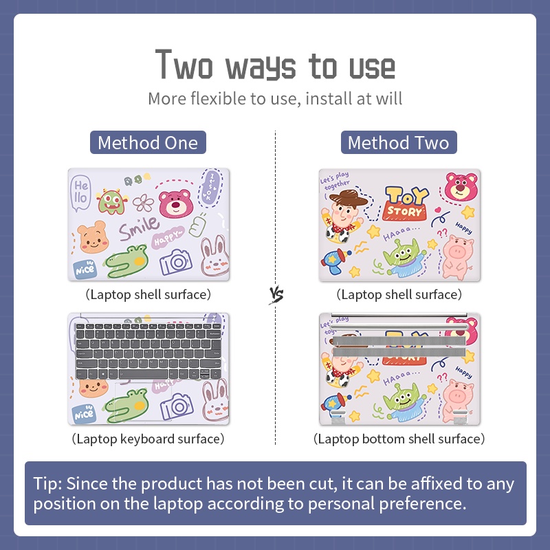 Bộ 2 Miếng Dán Trang Trí Laptop Họa Tiết Hoạt Hình Toy Story 12 / 13 / 14 / 15 / 17 Inch