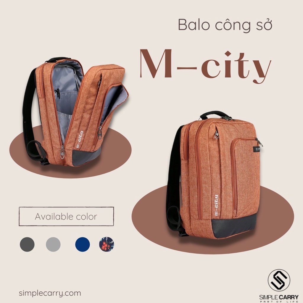 [CHÍNH HÃNG] Balo Laptop Thời Trang Công Sở Simple Carry M-City - Shine House