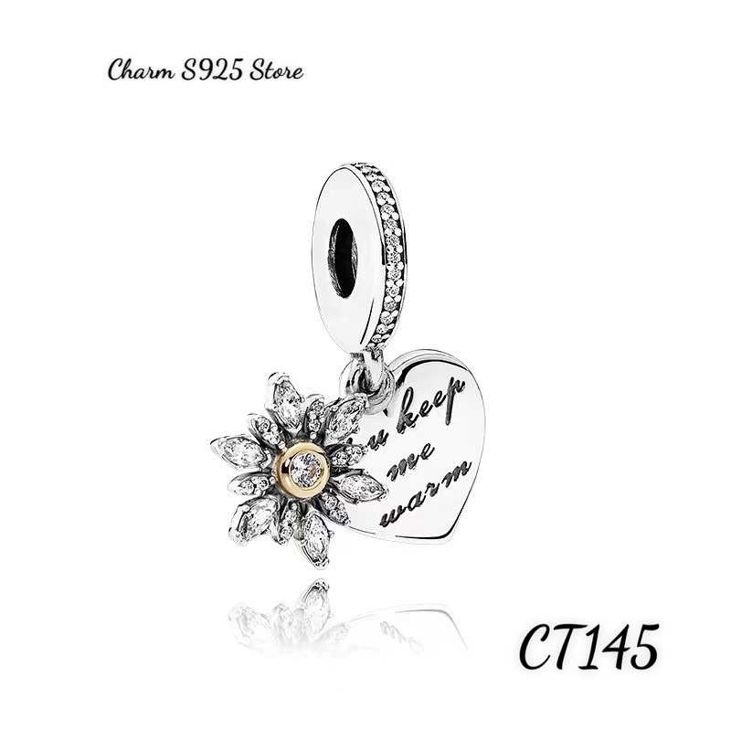 charm pan treo hoa tuyết trắng vàng đính đá bạc s925 cao cấp