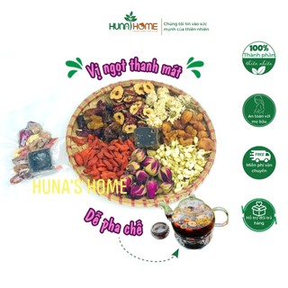 Trà đường nâu hoa cúc,hoa hồng,táo đỏ,kỳ tử,hoa nhài Huna'shome- giảm stress,đau bụng kinh,điều hòa khí huyết(có giá sỉ)
