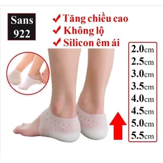 Vớ tất tăng chiều cao silicon không lộ Sans922 êm chân thoáng khí miếng lót giày độn đế nâng gót cao cấp chống trượt