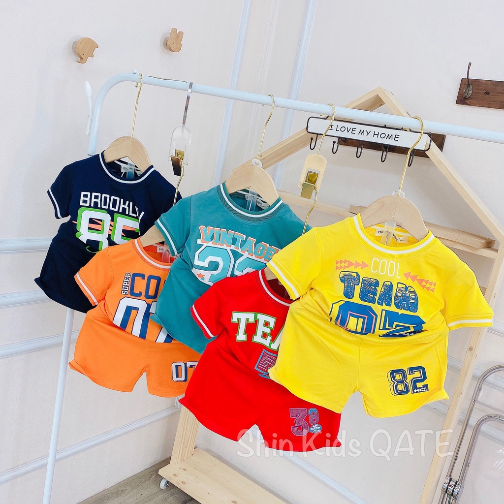 Full Size  Bộ Cộc Tay Thể Thao Thun Lạnh Phối Bo Dệt Dành Cho Bé