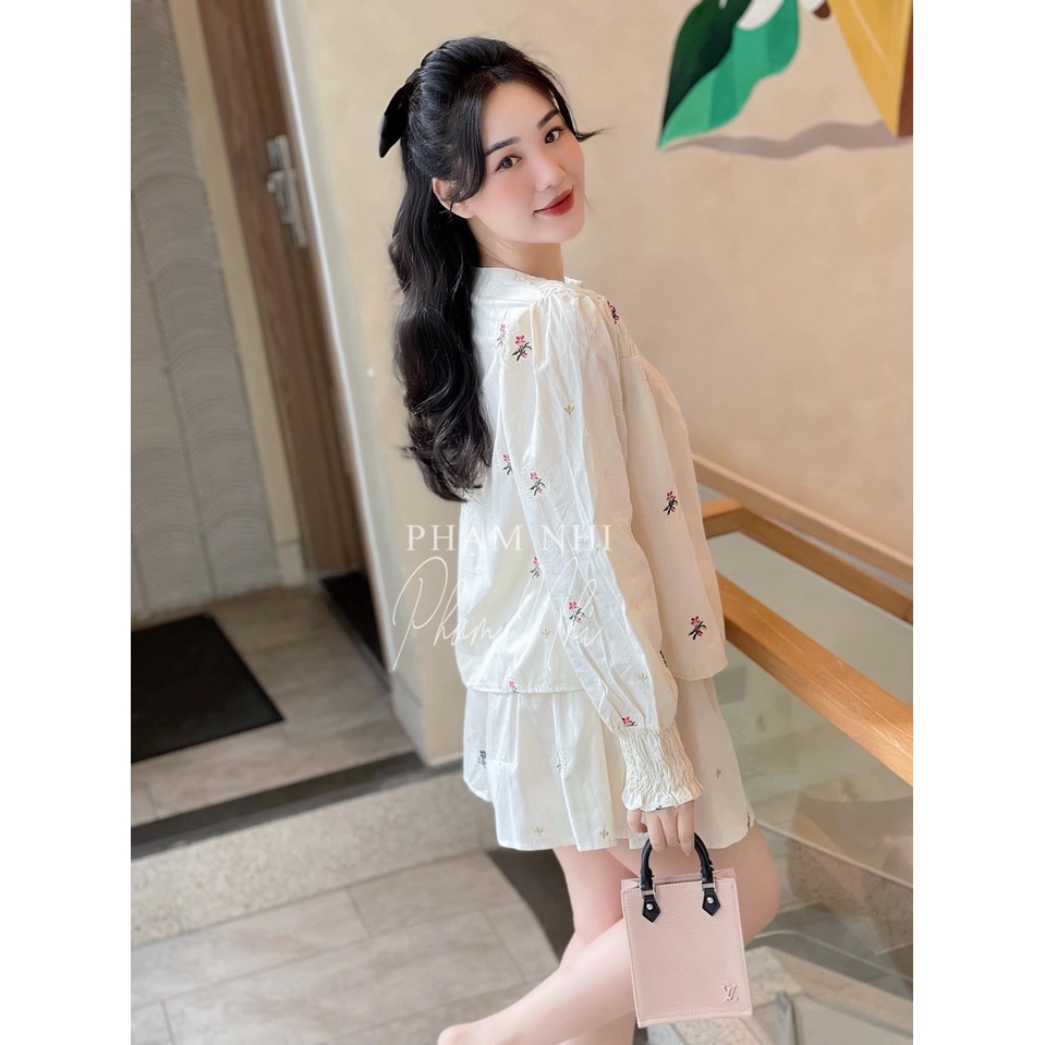 Sét thô hoa cổ tàu tay phồng,bộ quần đùi cộc tay siêu xinh-Minxy shop