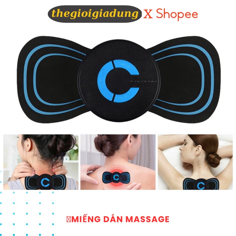 Miếng dán massage xung điện cổ vai gáy, bắp tay, lưng 10 chế độ mát-xa, pin sạc - Máy massage mini toàn thân an toàn