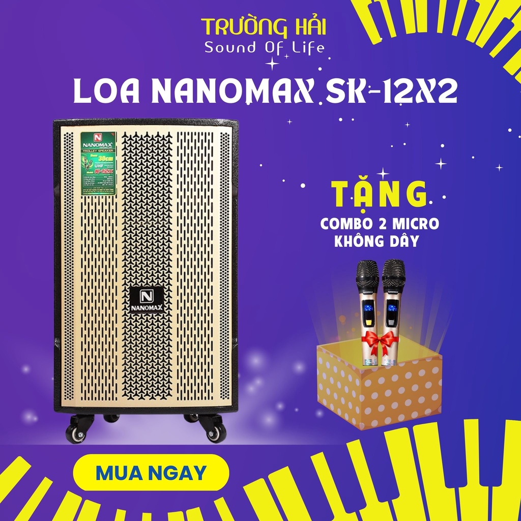 [Freeship hỏa tốc HCM]Loa Kéo Nanomax SK-12X2 Bass 30cm 420w Bluetooth Karaoke (tặng kèm 2 mic)
