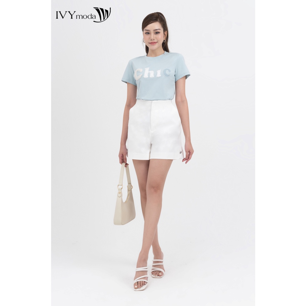 Áo thun nữ đính chữ nổi IVY moda MS 57M6587