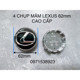 CHỤP MÂM LEXUS 62mm đen viền bạc CAO CẤP GIÁ RẺ