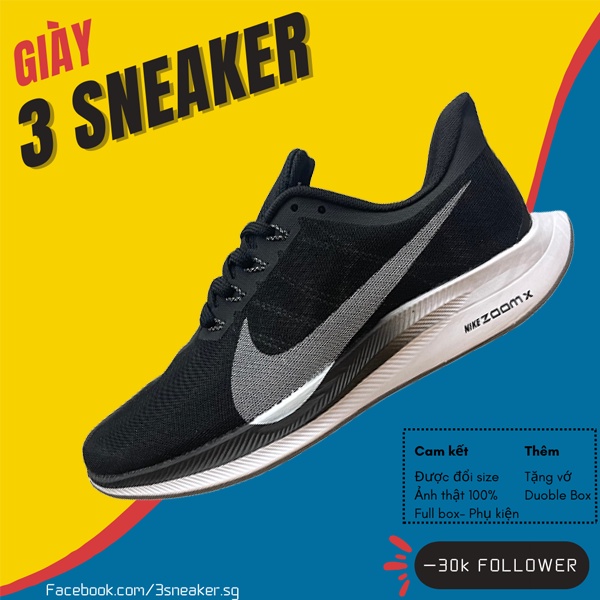Giày Nike Zoom Pegasus Black White, Nike Zoom Đen Trắng; Fullbox, Full Phụ Kiện