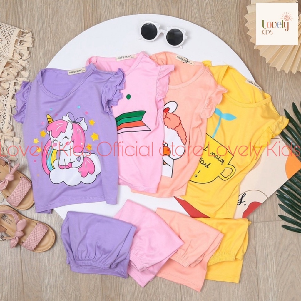 Quần Áo Trẻ Em Cộc Tay Mùa Hè cho Bé Gái Minky mom  Set Đồ Bộ Hè Chất Thun Lạnh Ngắn Tay Cho Bé  Gái CÁNH TIÊN