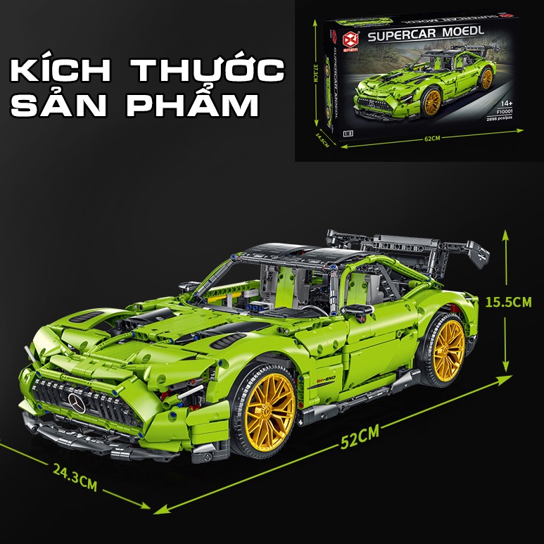 Đồ Chơi Lắp Ráp Lego Mô Hình Điều Khiển Từ Xa RC Technic Siêu Xe Mercedes GTR  AMG Tỉ Lệ 1:8 No.10089 Với 900+ Mảnh Ghép