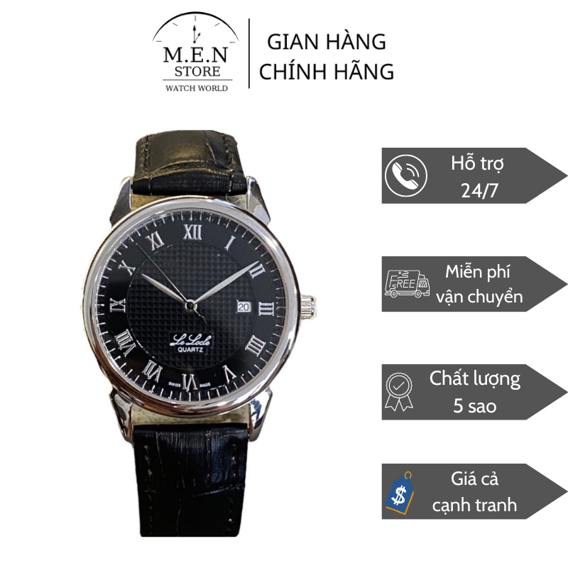 Đồng hồ nam mặt xọc caro đen cọc giờ la mã bản máy Pin Miyota 2115 viền thép 316l chống han gỉ