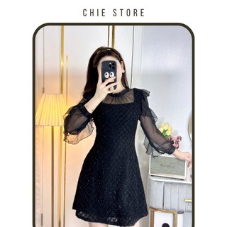 Đầm thiết kế May dress ren phối tay voan, đầm dự tiệc sang trọng CHIE