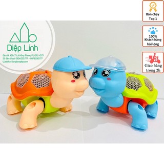 Đồ chơi rùa phát nhạc phát đèn, đồ chơi rùa chạy pin có dây cho bé, đồ chơi thú vui nhộn tặng pin