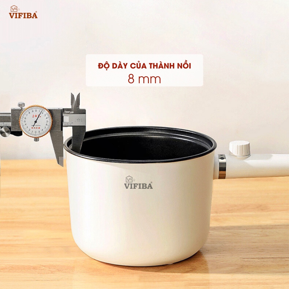 Nồi điện đa năng 2in1 VIFIBA dung tích 1.5L, công suất 600W, 2 cấp độ, chống dính tay cầm dài - Nấu, Chiên, Xào đều đư